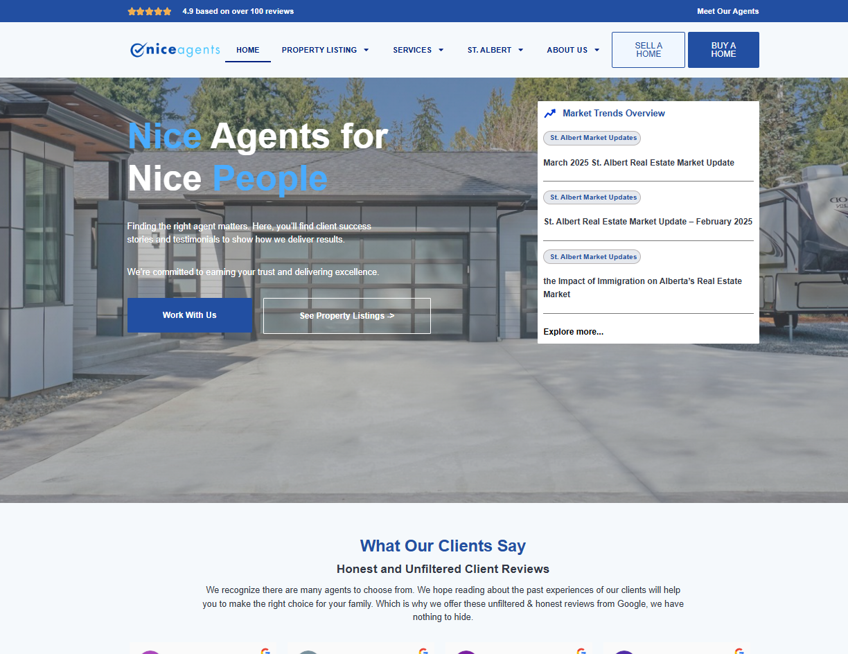 Nice Agents Real Estate Team Website homepage